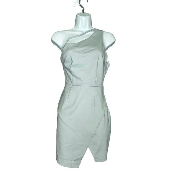 Superdown Dusty Blue One Shoulder Mini Dress XS Bodycon Club Date Revolve NEW - Picture 4 of 7